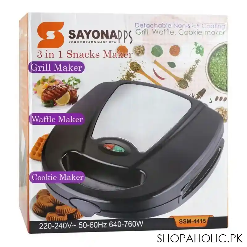 sayona 3 in 1 snacks maker, 640 760w, ssm 4415 image2