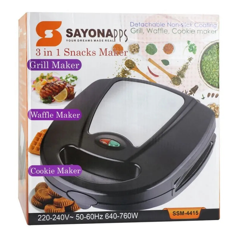 sayona 3 in 1 snacks maker, 640 760w, ssm 4415 image2