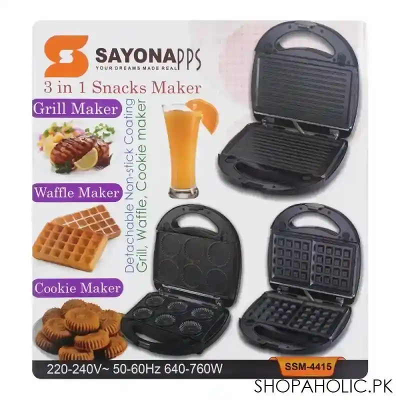 sayona 3 in 1 snacks maker, 640 760w, ssm 4415 image3