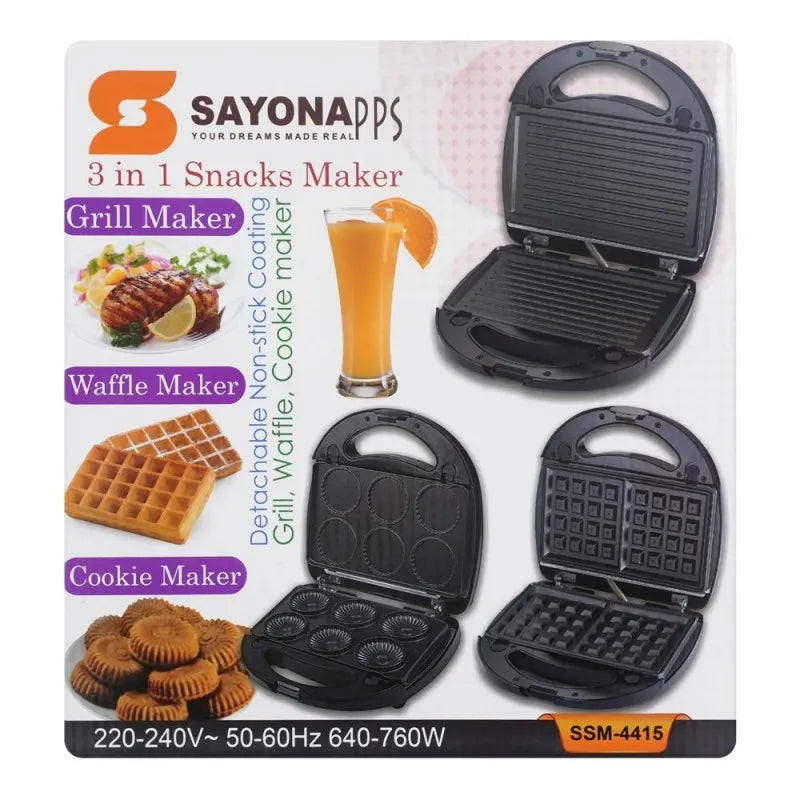 sayona 3 in 1 snacks maker, 640 760w, ssm 4415 image3