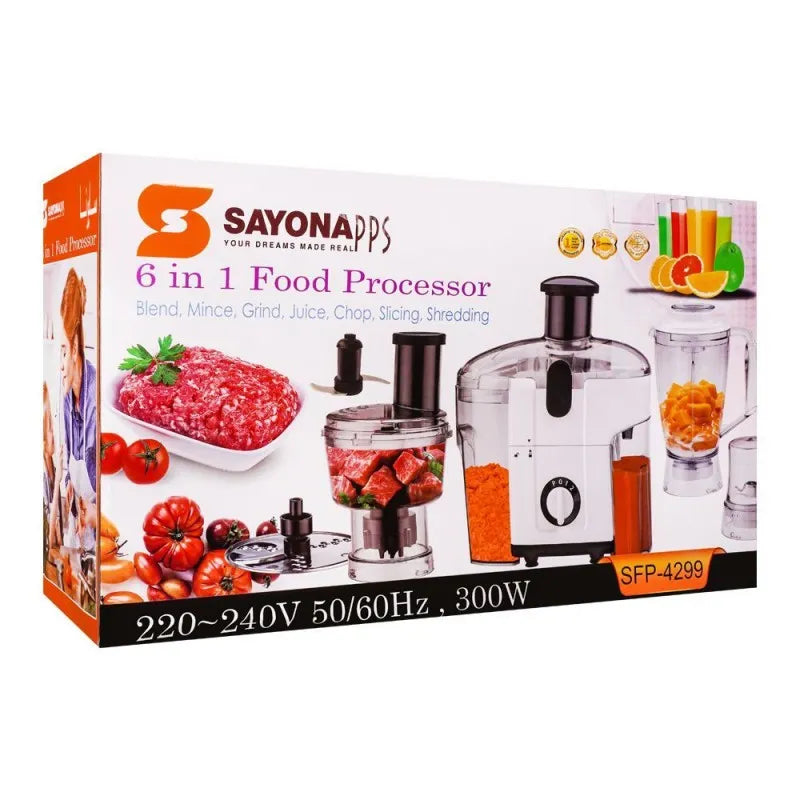 sayona 6 in 1 food processor, 300w, sf 4299 image2