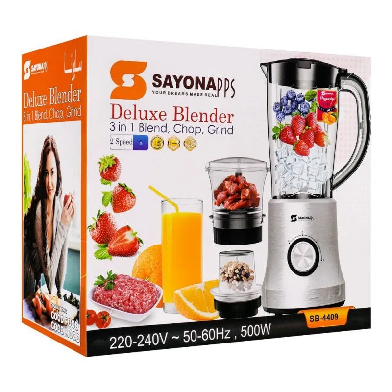 sayona deluxe blender 3 in 1 blend, chop & grind, 500w, sb 4409 image2