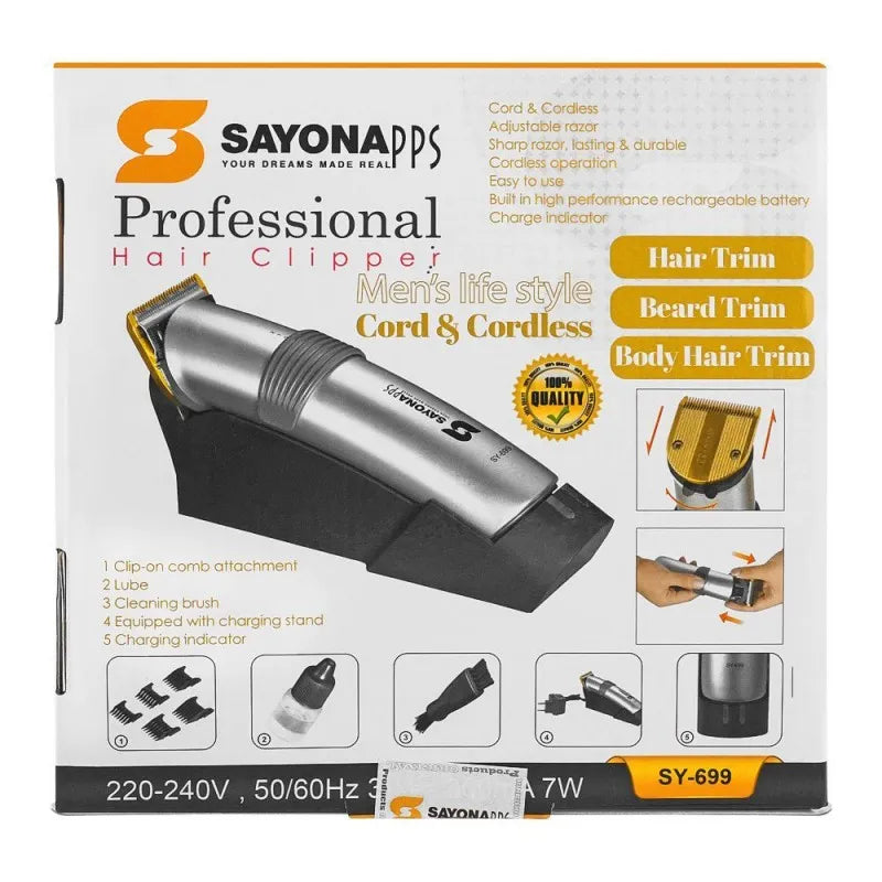 sayona professional hair clipper, 800mah, sy 699 image2