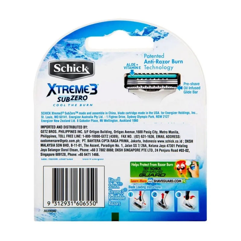 schick xtreme 3 sub zero cool the burn cartridges, 4 pack image2