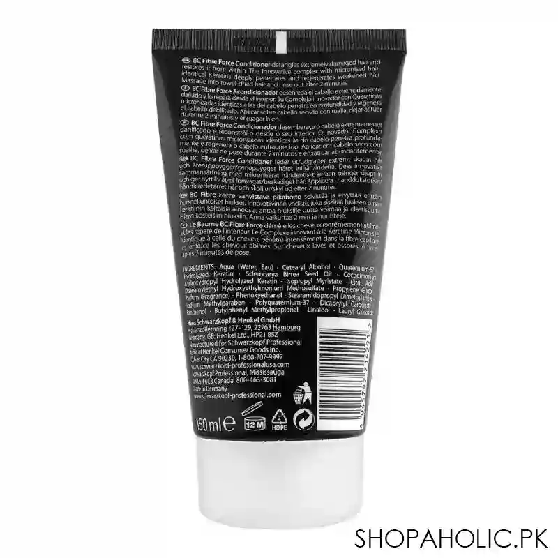 schwarzkopf bc bonacure hair therapy fibre force conditioner, for extremely damaged hair, 150ml image2