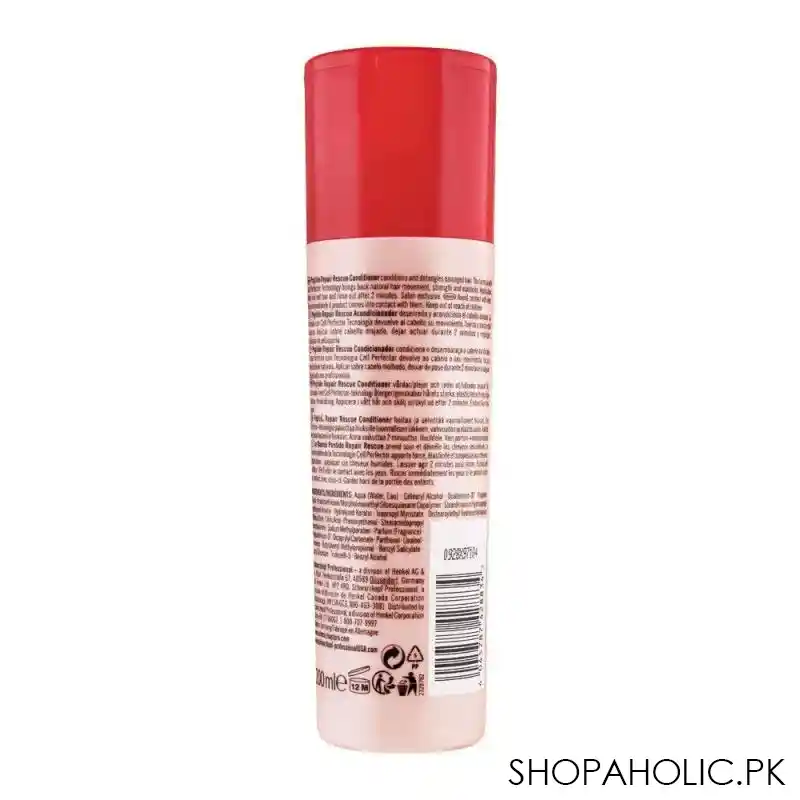 schwarzkopf bc bonacure peptide repair rescue conditioner, for damaged hair, 200ml image2