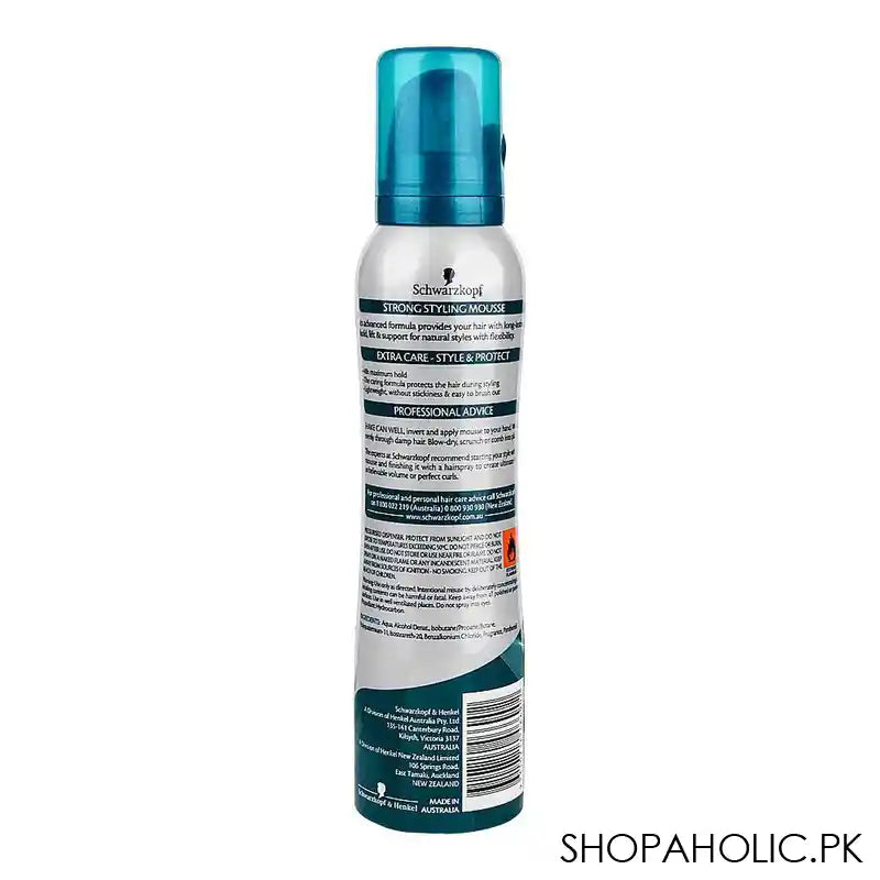 Schwarzkopf Extra Care Strong Hair Styling Mousse, 48 Hours Hold, Long Lasting, 150ml - Image 2