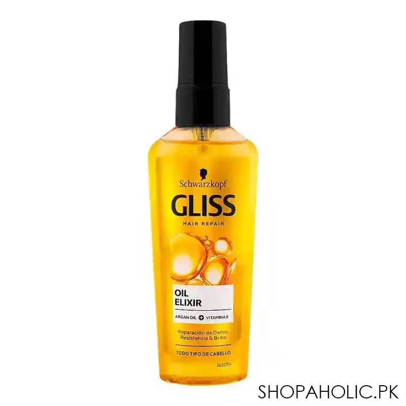 schwarzkopf gliss hair repair oil elixir argan oil + vitamin e serum, 75ml main image