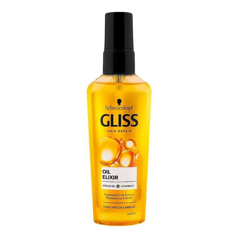 schwarzkopf gliss hair repair oil elixir argan oil + vitamin e serum, 75ml main image