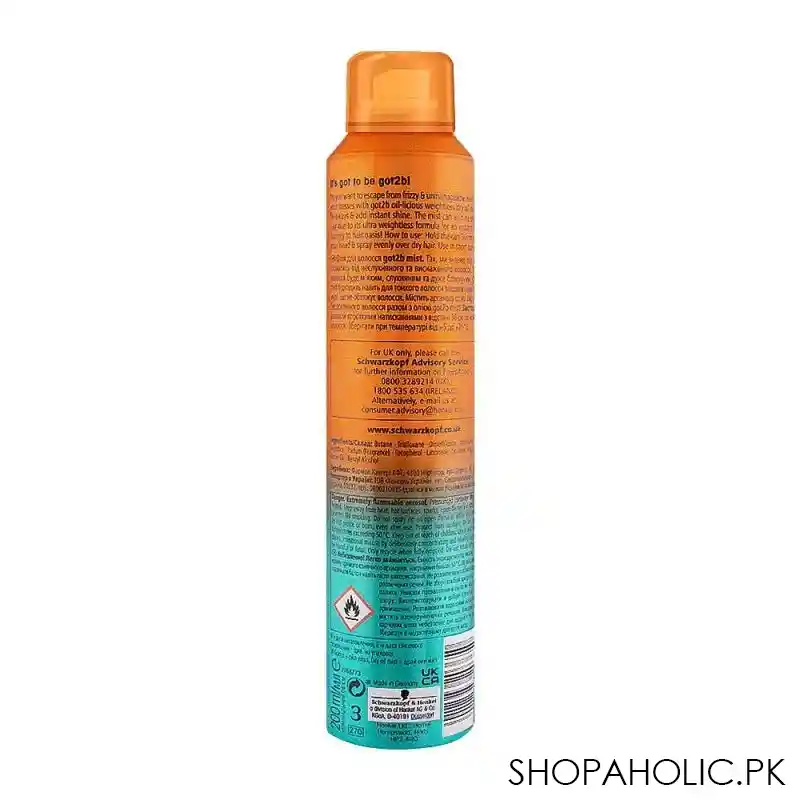 schwarzkopf got2b oil licious weightless dry oil mist spray, 200ml image2