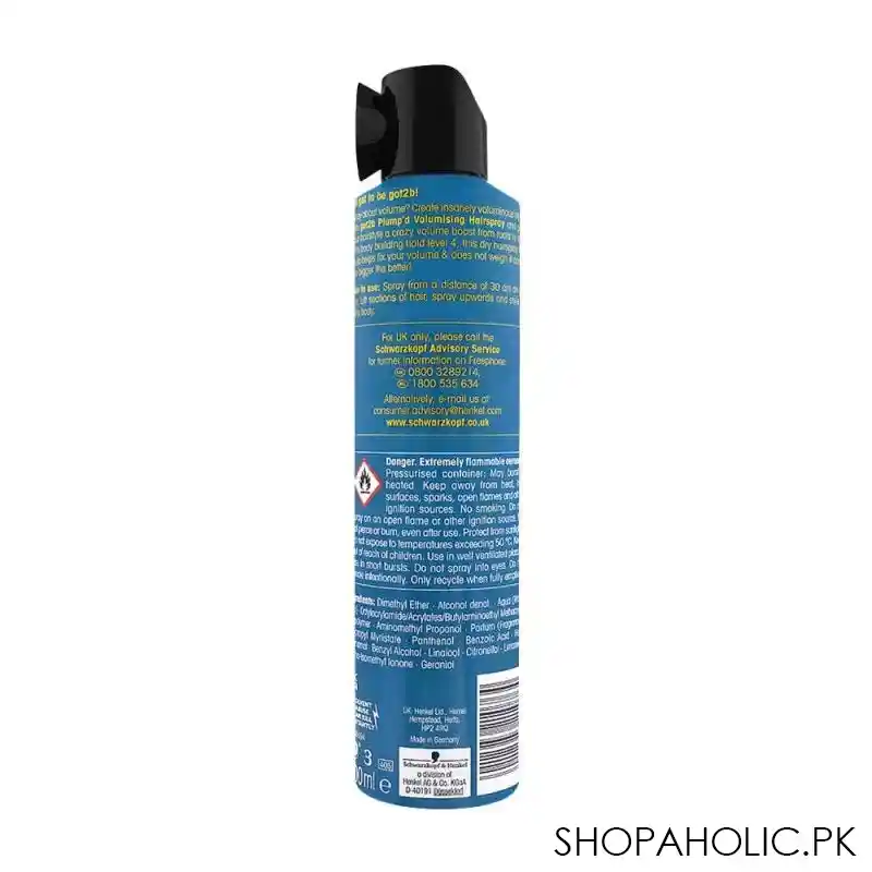 schwarzkopf got2b plump'd volumising hair spray, for insane volume, 300ml image2