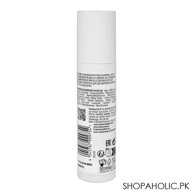 Schwarzkopf Osis+ Smooth & Shine Glow Frizz Control & Shine Serum, On Damp & Dry Hair, 50ml - Image 2