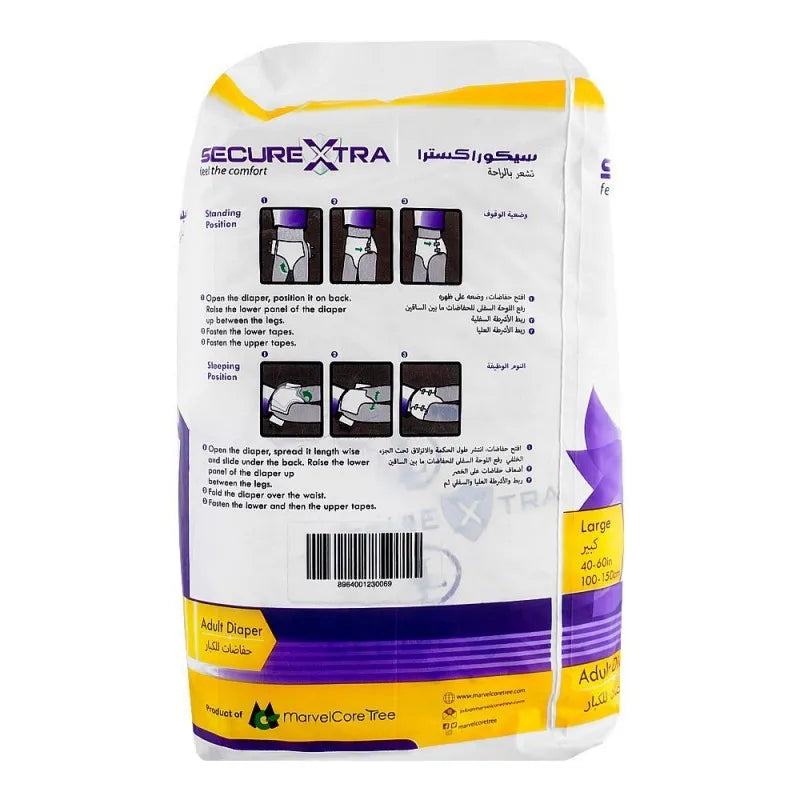 secure xtra adult diaper 40 60 inches, large, 10 pack image3