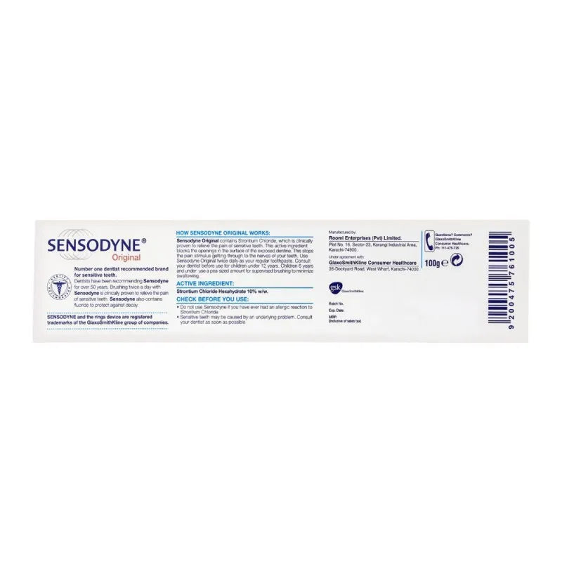 sensodyne original sodium chloride toothpaste, 100g image4