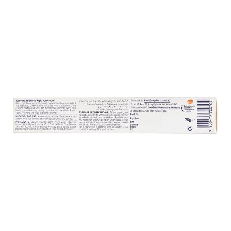 sensodyne rapid action long lasting protection toothpaste, 70g image4