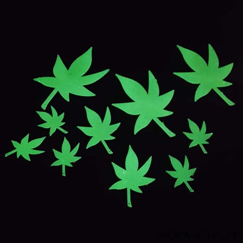 (set of 10) fluorescent leaf   glow in the dark image2