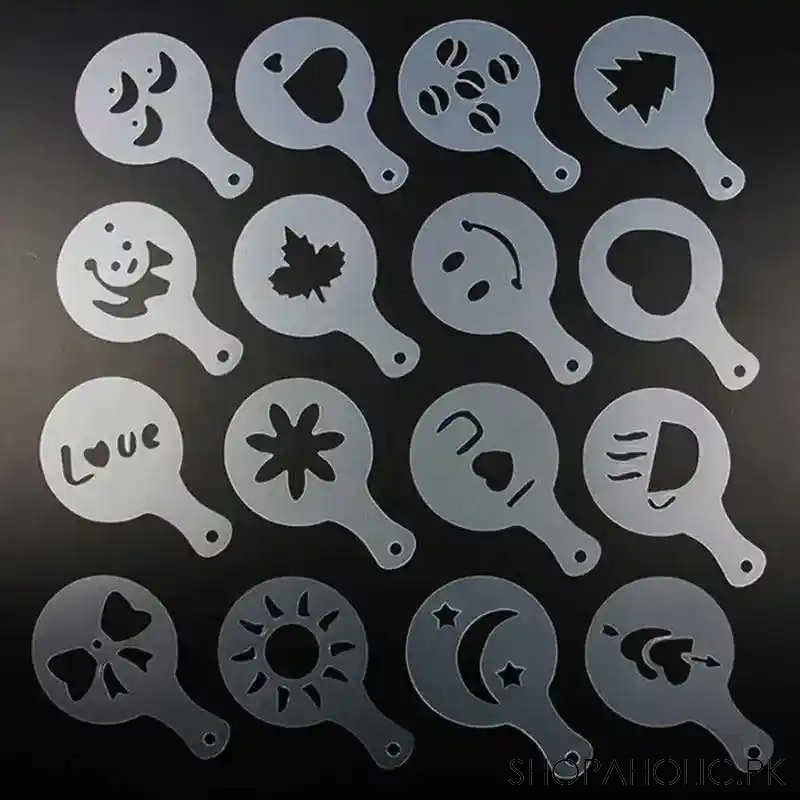 (set of 16) coffee art stencils template image6