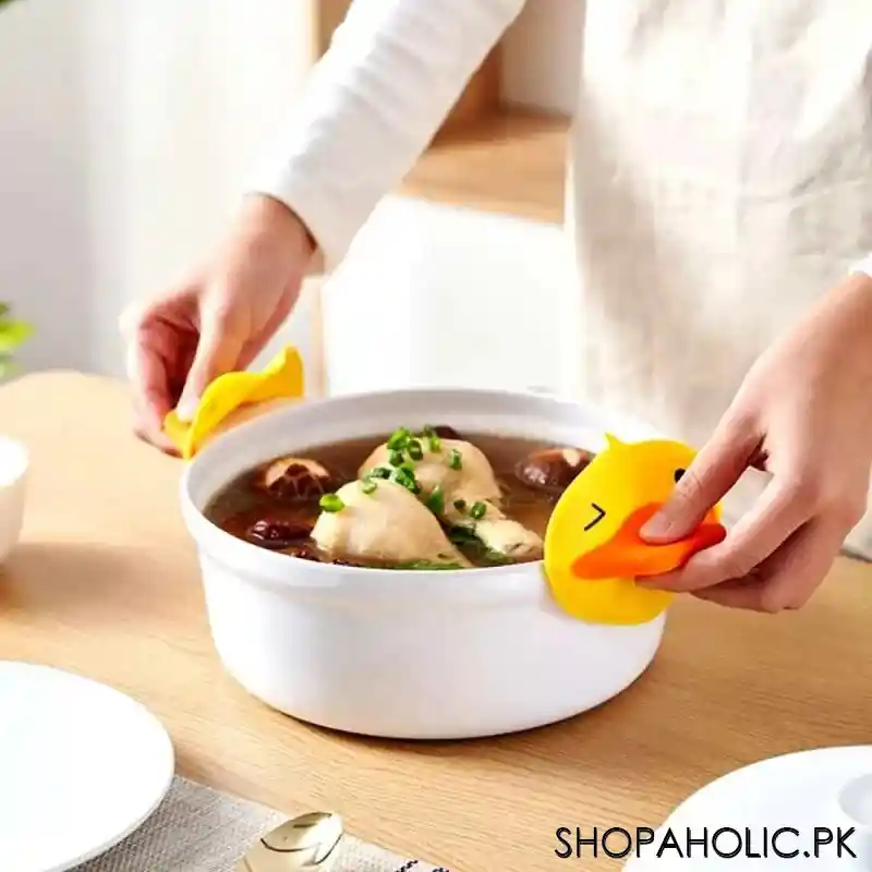 (set of 2) cute duck silicone pinch grip heat resistant finger protector pot holder image4