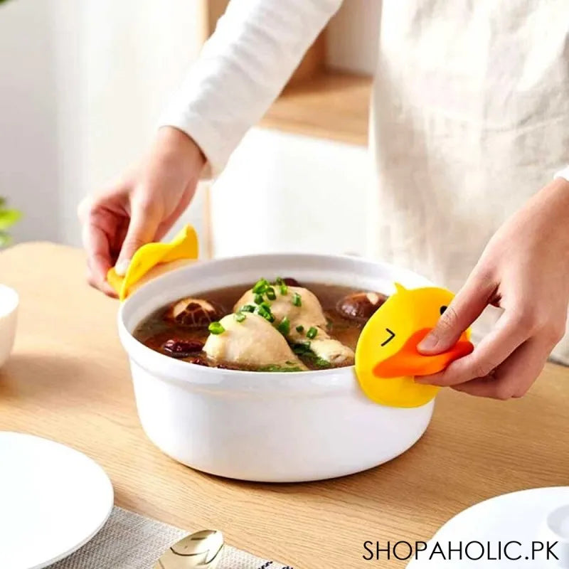 (set of 2) cute duck silicone pinch grip heat resistant finger protector pot holder image4