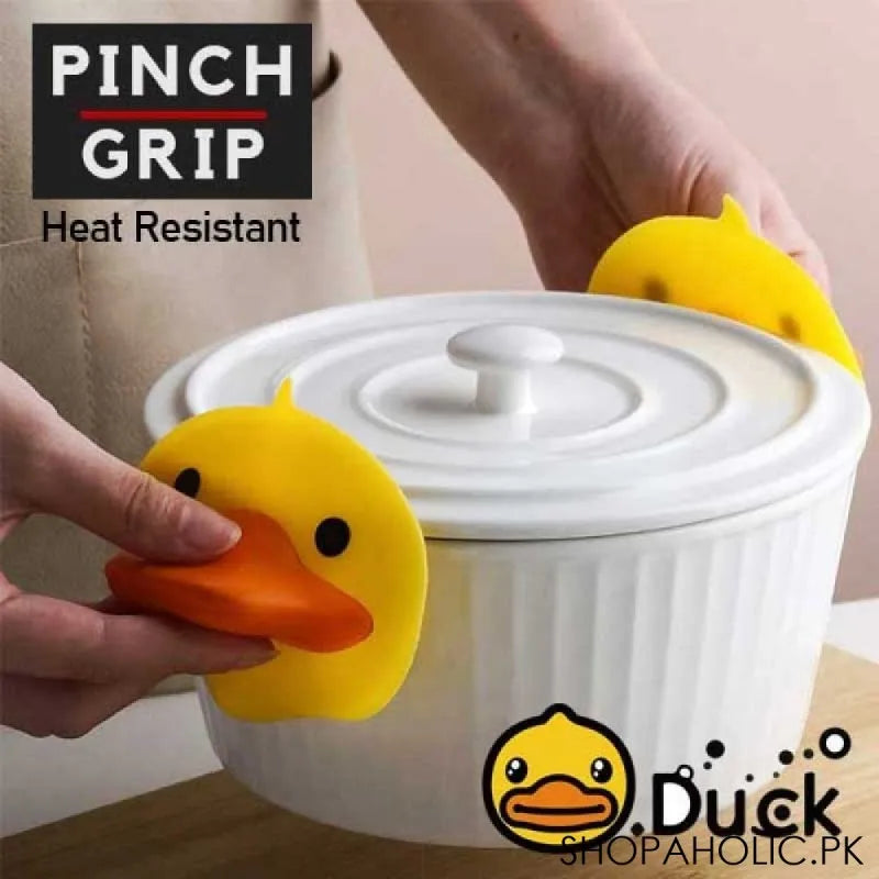 (set of 2) cute duck silicone pinch grip heat resistant finger protector pot holder main image