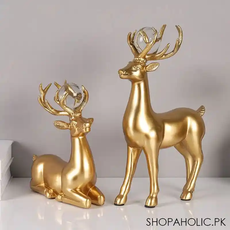 set of 2 nordic deer statue main image