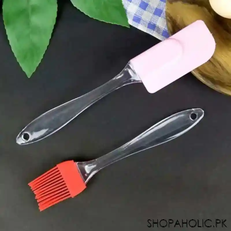 (set of 2) silicone spatula and brush set with plastic handle   small main image