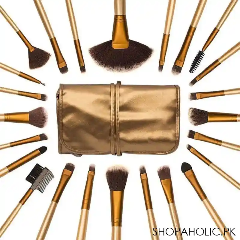 set of 24 golden professional makeup brushes set image4