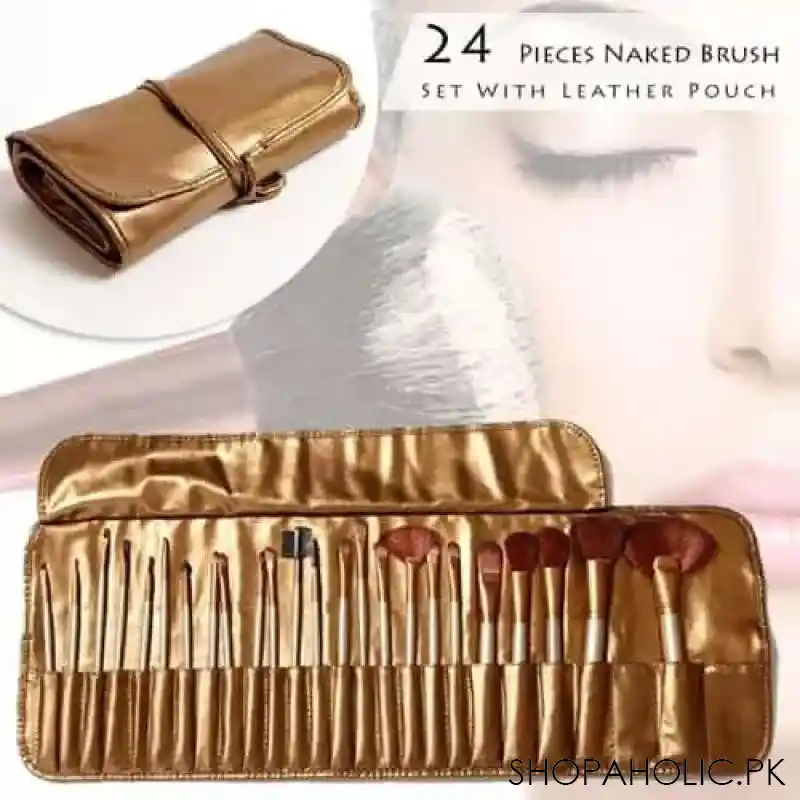 set of 24 golden professional makeup brushes set main image