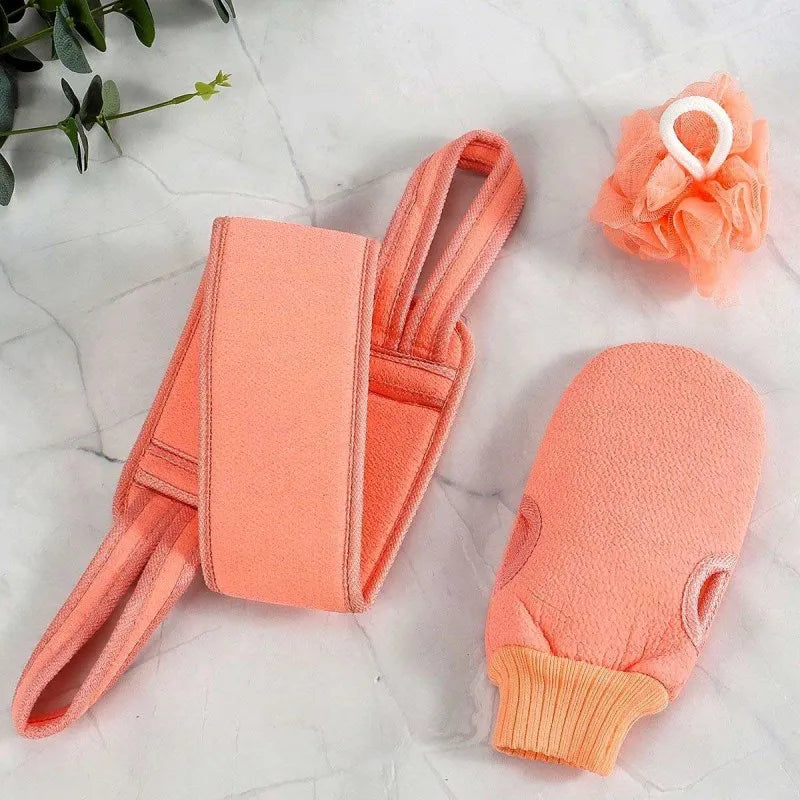 (set of 3) body cleaning back scrubber, bath gloves and loofah set image10