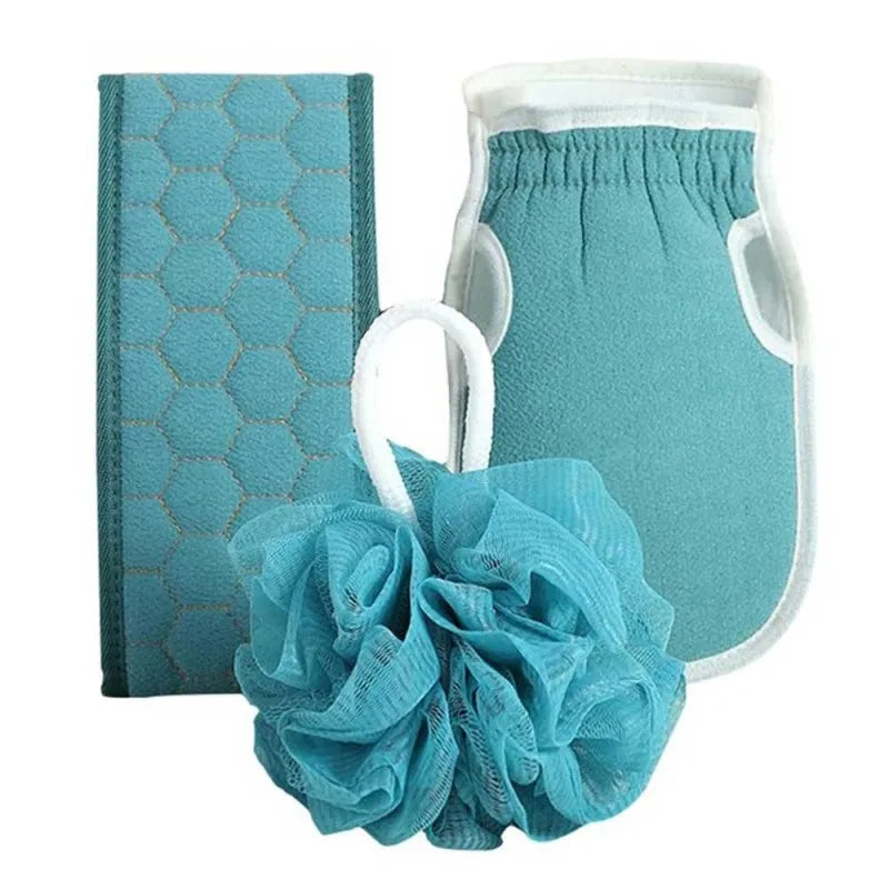 (set of 3) body cleaning back scrubber, bath gloves and loofah set image4