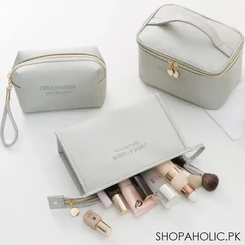 set of 3 female leather makeup pouch main image