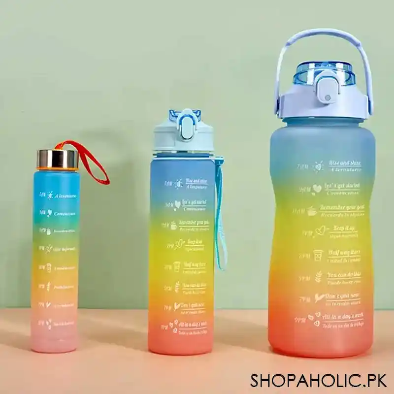 set of 3 motivational sports water bottle with time marker (2000ml, 900ml & 380ml) main image