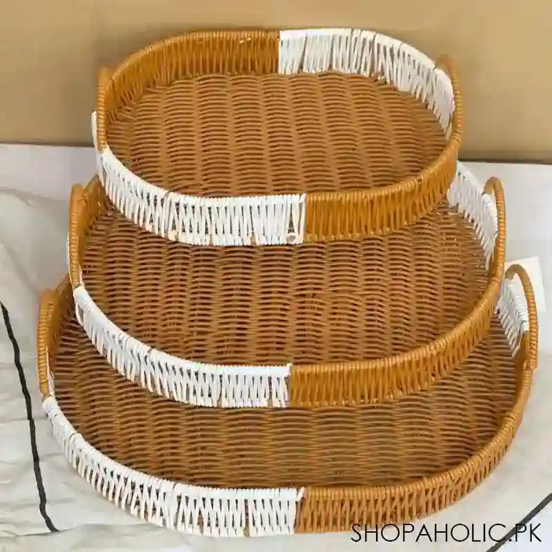 set of 3 oval rattan basket main image