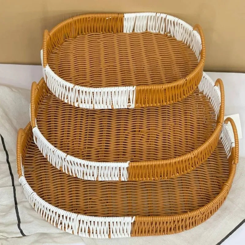 set of 3 oval rattan basket main image