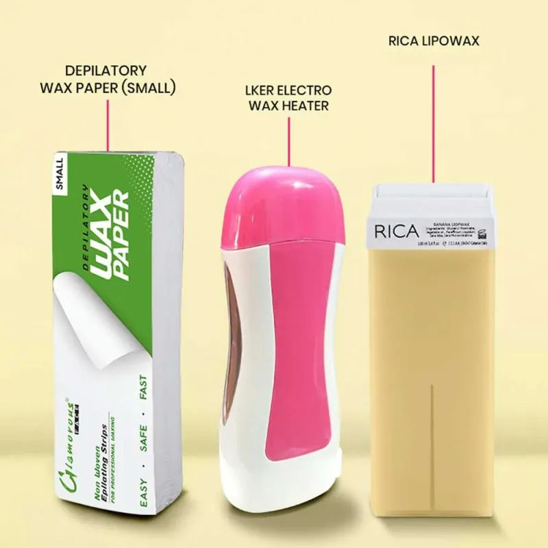 set of 3   rica wax deal (depilatory machine + rica roll on wax + wax papers) image2