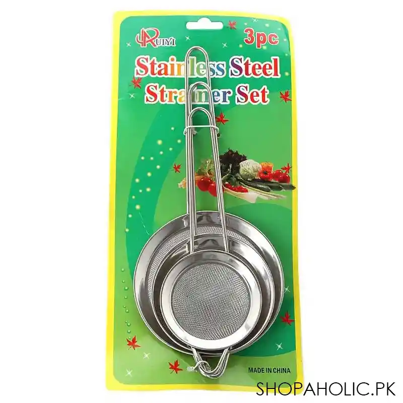 (set of 3) stainless steel tea strainer set main image