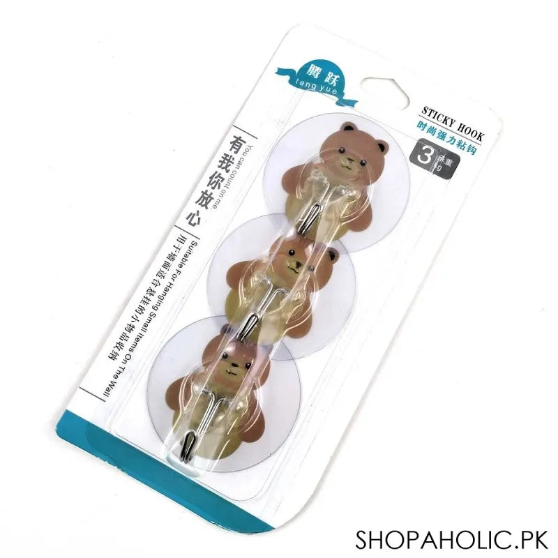 (set of 3) teddy bear sticky hook main image