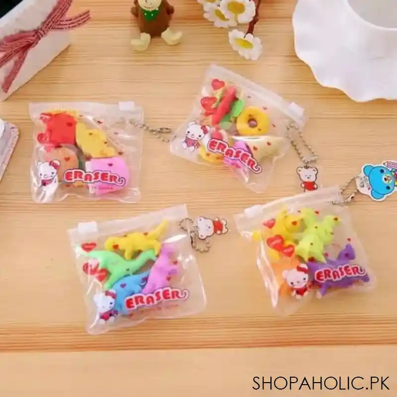 set of 4 erasers pencil rubber stationery bag image3