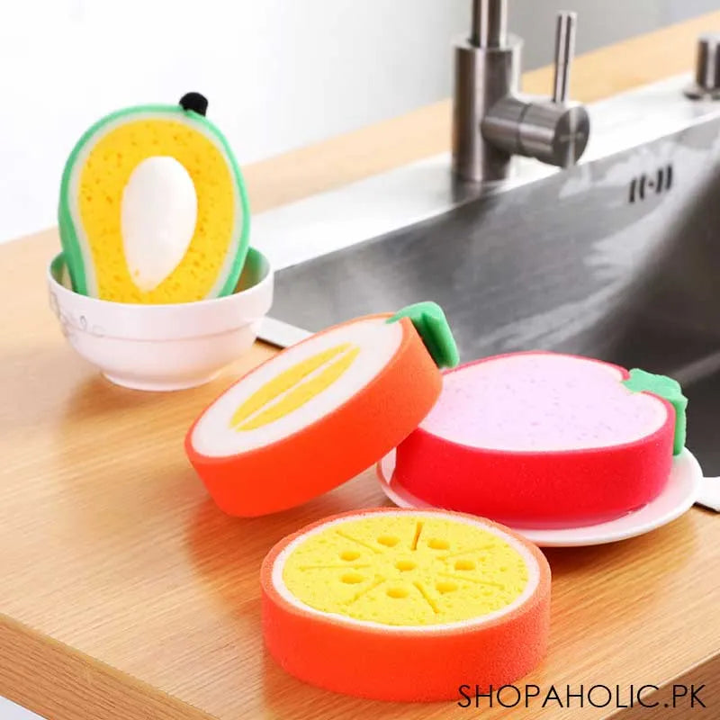 set of 4 fruit shaped dishwashing sponges image2