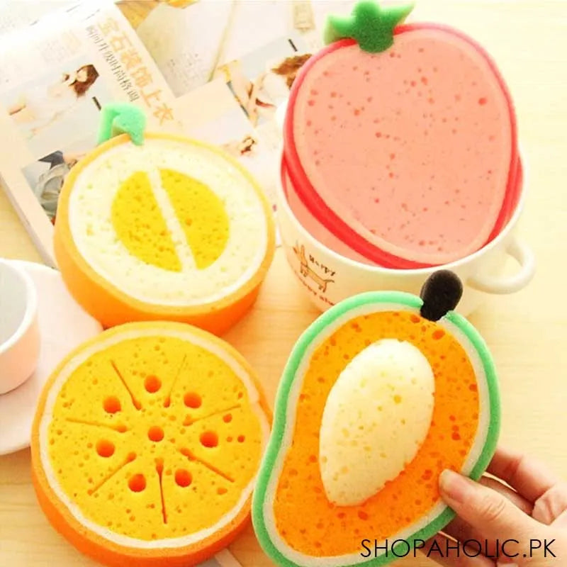 set of 4 fruit shaped dishwashing sponges main image