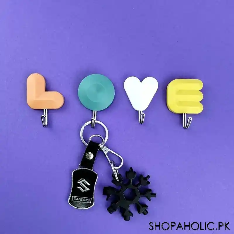 (set of 4) love alphabets wall hooks main image