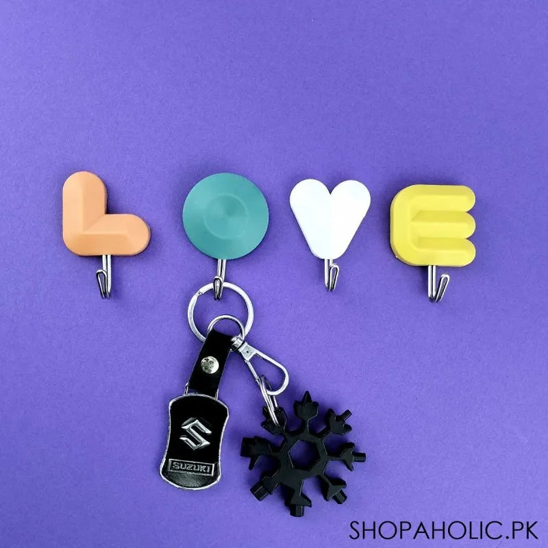 (set of 4) love alphabets wall hooks main image