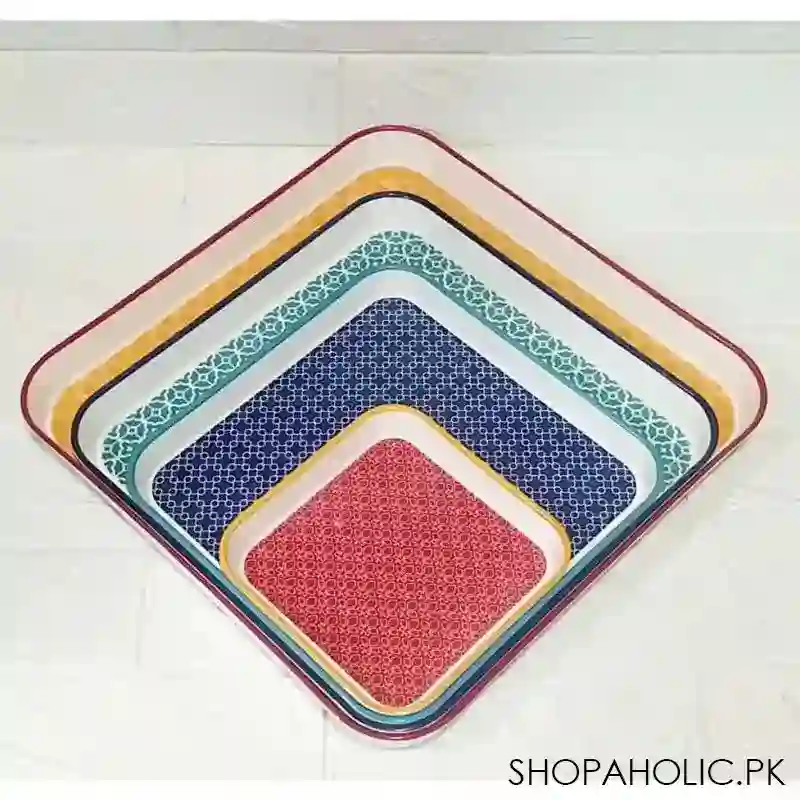 (set of 4) melamine square tray set image2