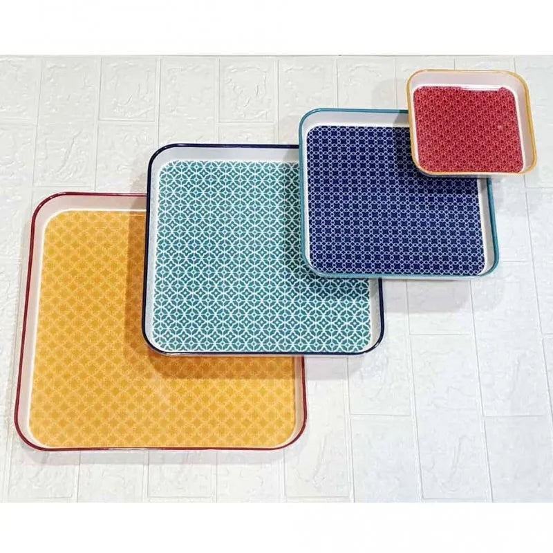 (set of 4) melamine square tray set image3