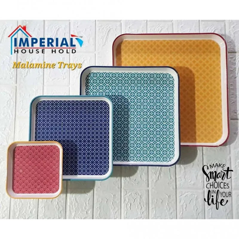 (set of 4) melamine square tray set image4