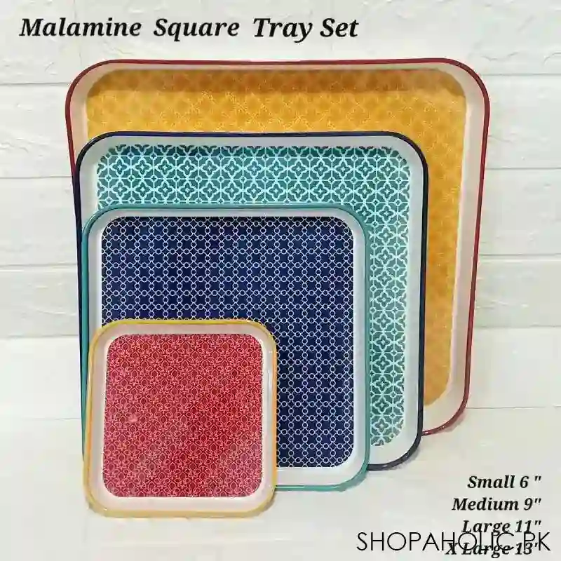 (set of 4) melamine square tray set main image