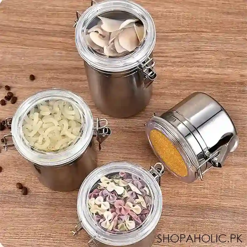 set of 4 stainless steel airtight sealed canister image2