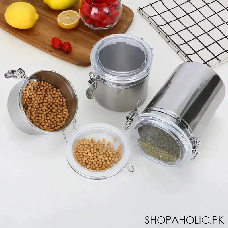 set of 4 stainless steel airtight sealed canister image3