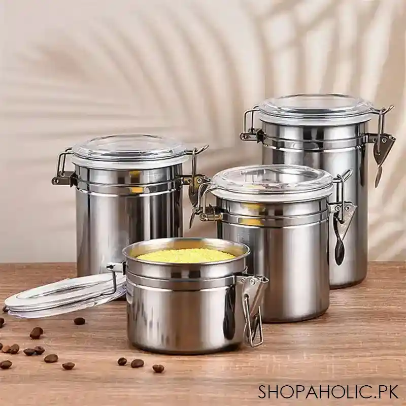 set of 4 stainless steel airtight sealed canister image4