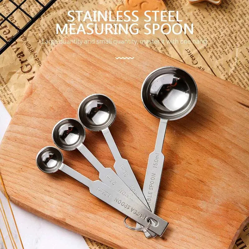 (set of 4) stainless steel durable tableware measuring spoon main image